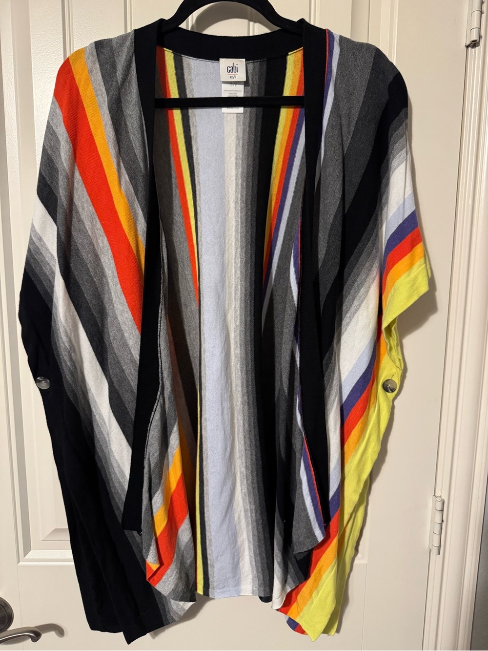 CAbi Multicolor Diagonal Stripe Open-Front Kimono